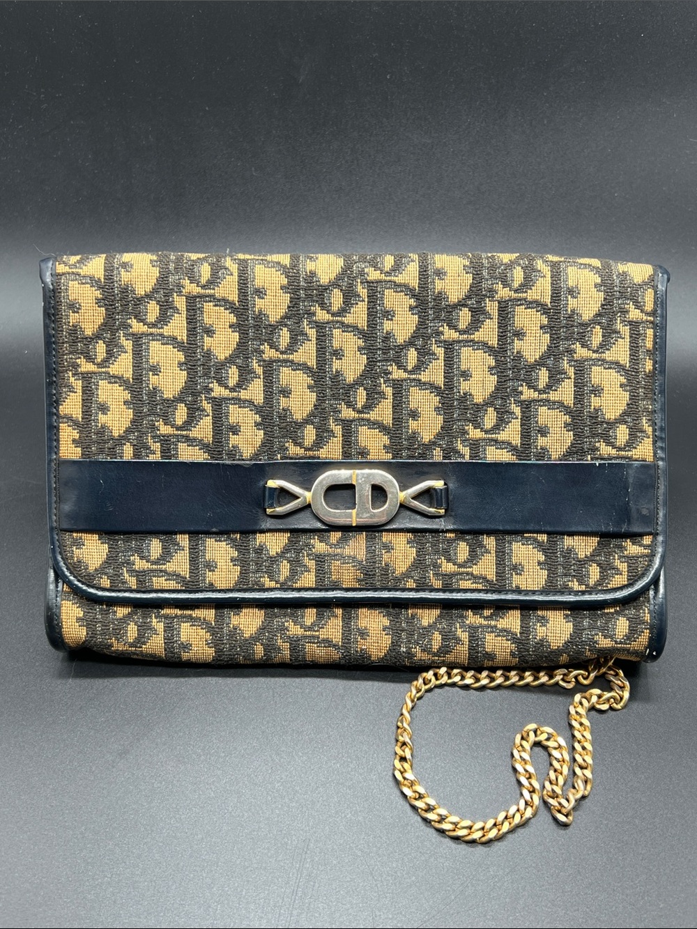 Christian Dior Oblique Monogram Trotter Chain Wallet Clutch Crossbody France